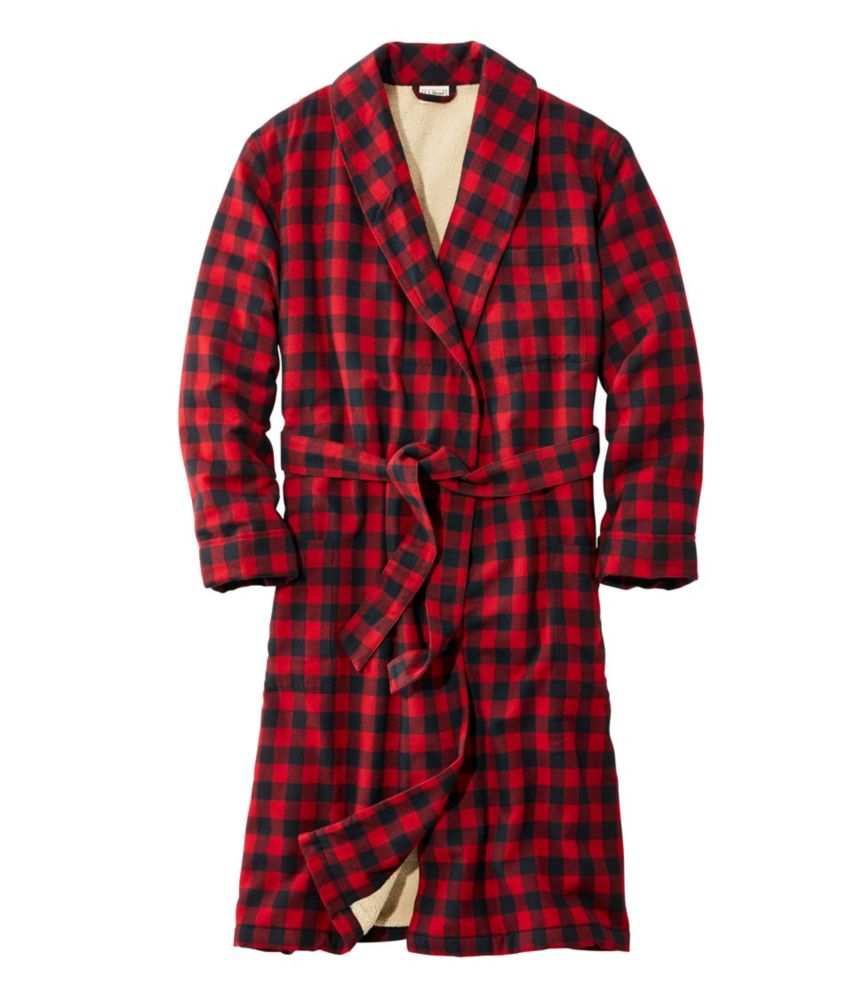 Men's Scotch Plaid Flannel Robe, SherpaLined