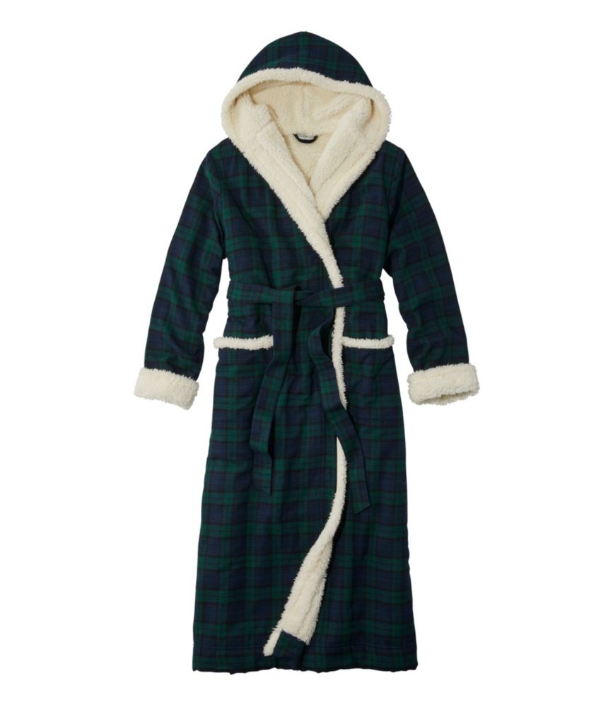 Women's Scotch Plaid Flannel Robe, SherpaLined Long Robes at L.L.Bean