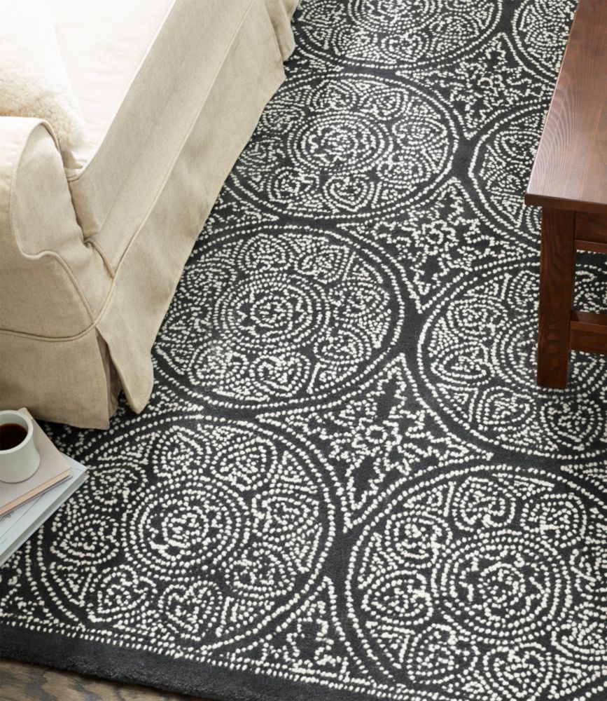 Floral Circle Wool Tufted Rug, Steel Indoor at L.L.Bean
