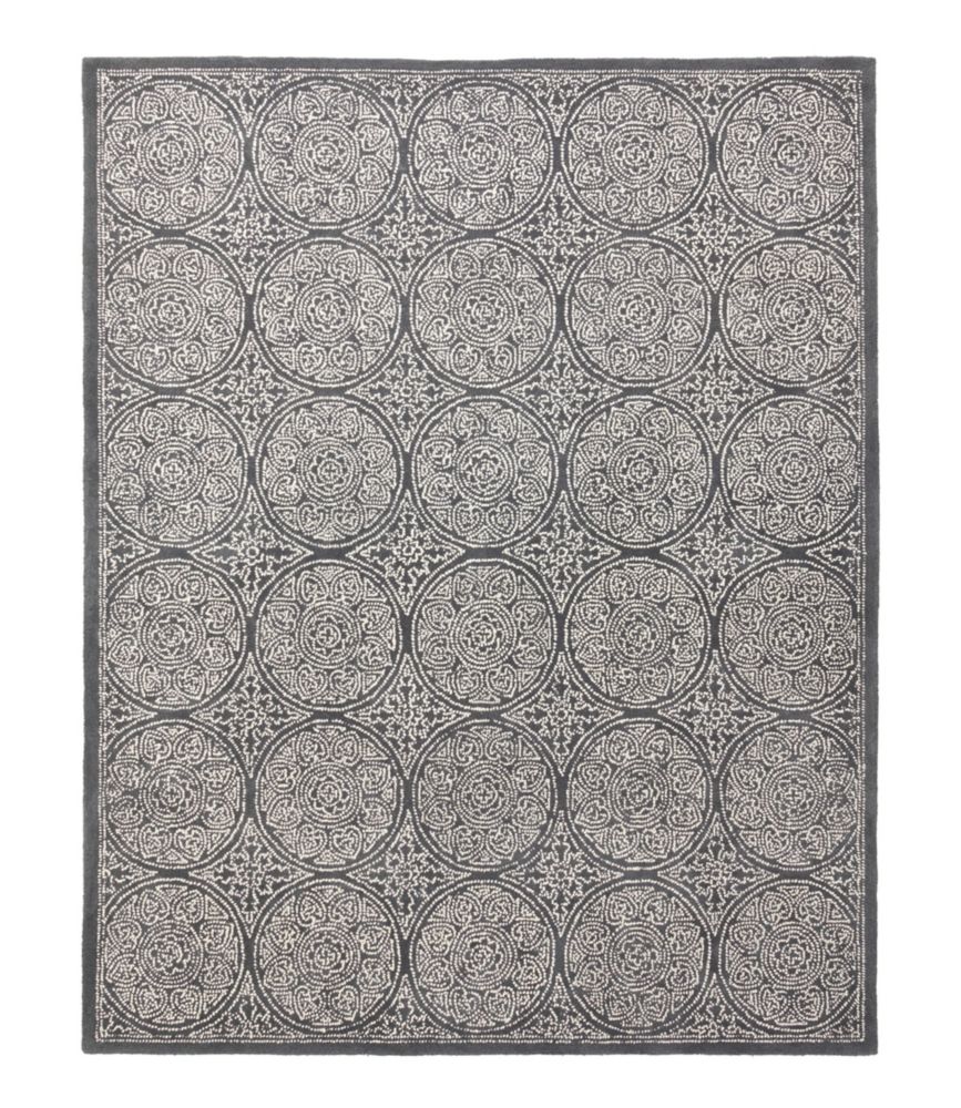 Floral Circle Wool Tufted Rug, Steel Indoor at L.L.Bean