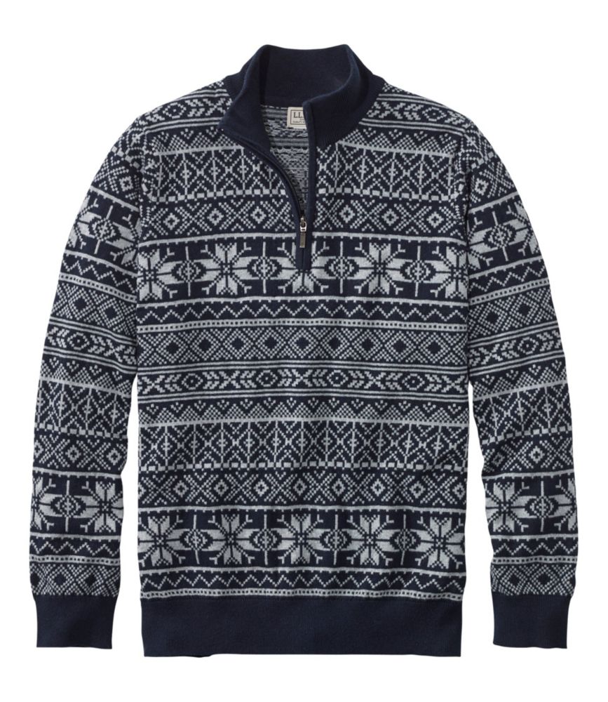 Men's Cotton/Cashmere Sweater, Quarter Zip, Fair Isle Sweaters at L.L