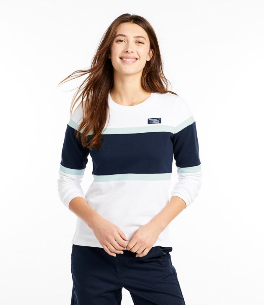 Women's Soft Cotton Rugby, Crewneck Colorblock Shirts & Tops at L.L.Bean