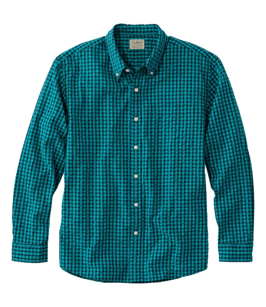 Men's Organic Cotton Seersucker Shirt, LongSleeve, Traditional Fit