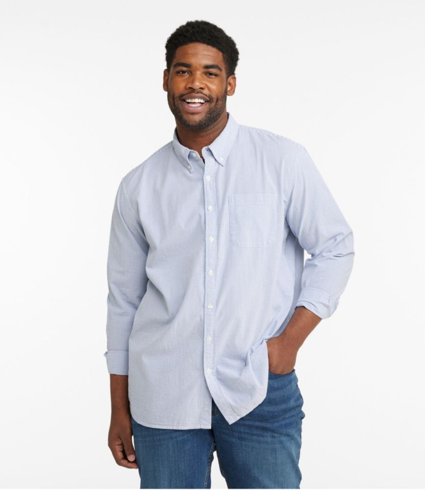 Men's Organic Cotton Seersucker Shirt, LongSleeve, Traditional Fit