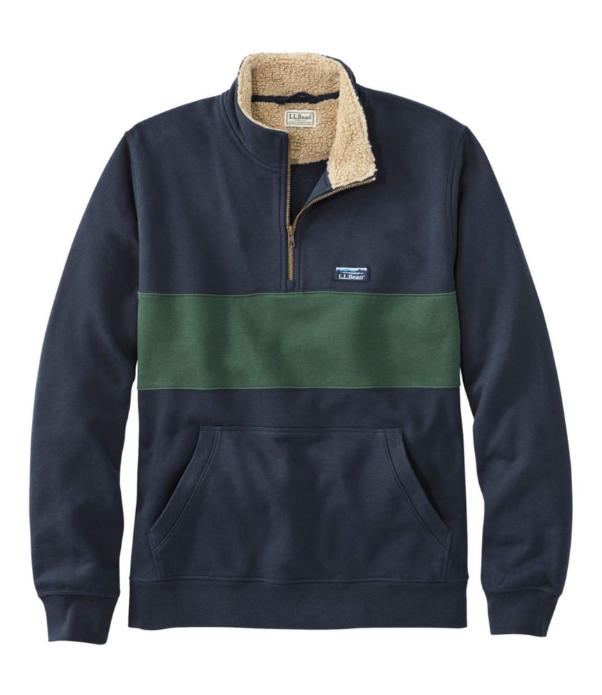 Men's Sherpa Collar QuarterZip Sweatshirt, Colorblock Sweatshirts & Fleece at L.L.Bean