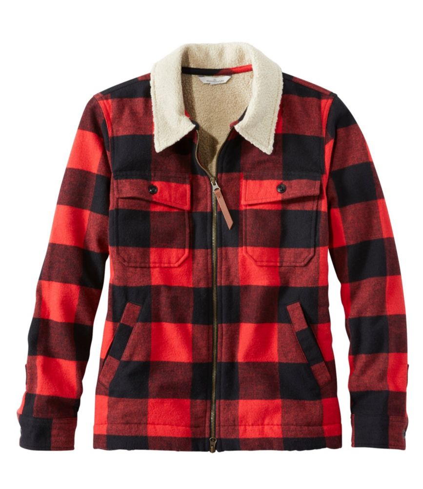Boy's Wrangler Sherpa Lined Flannel Shirt Jacket In Racing Red dxg