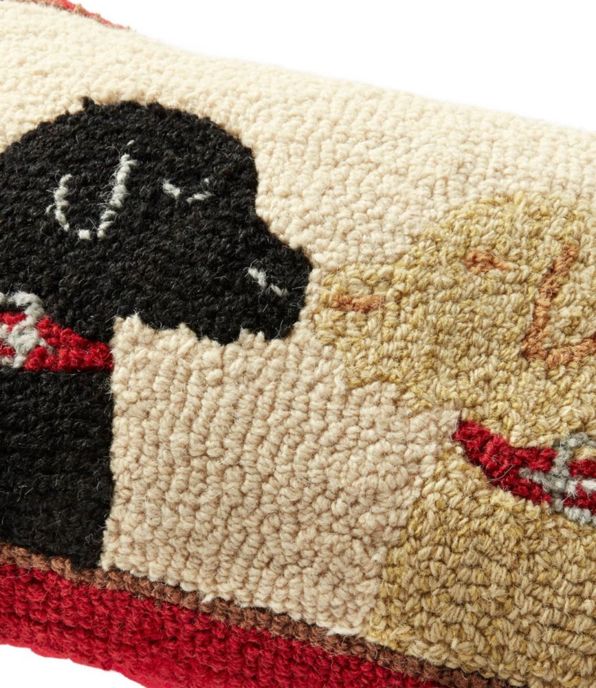 Wool Hooked Throw Pillow, Two Labs, 14" x 20" Throw Pillows at L.L.Bean