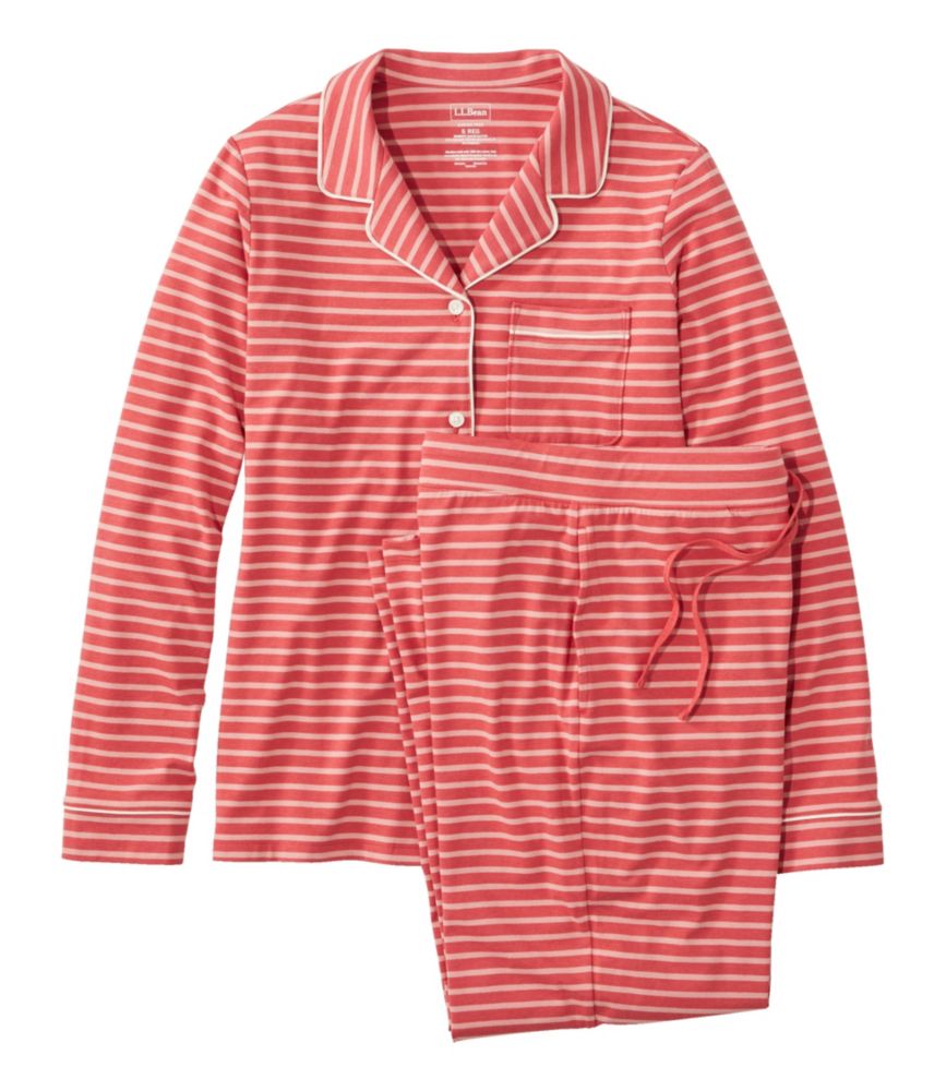 Women's SuperSoft ShrinkFree Button Front Pajama Set, Stripe Pajamas & Nightgowns at L.L.Bean