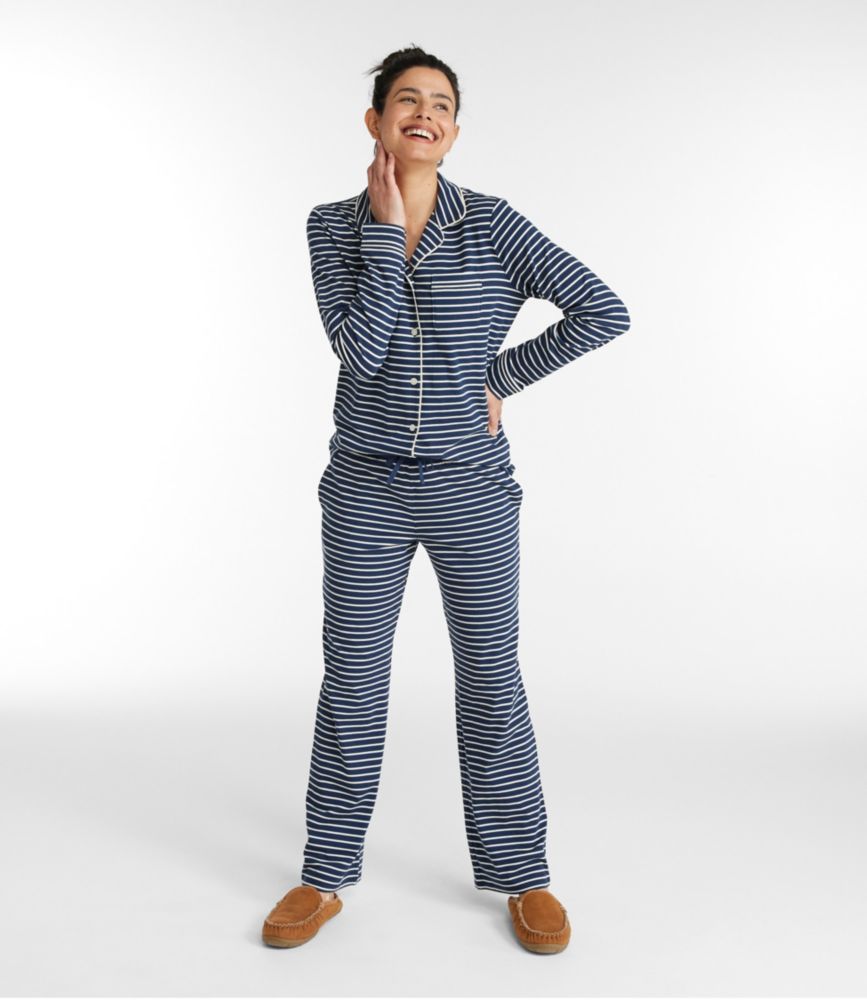 Women's SuperSoft ShrinkFree Button Front Pajama Set, Stripe Pajamas & Nightgowns at L.L.Bean