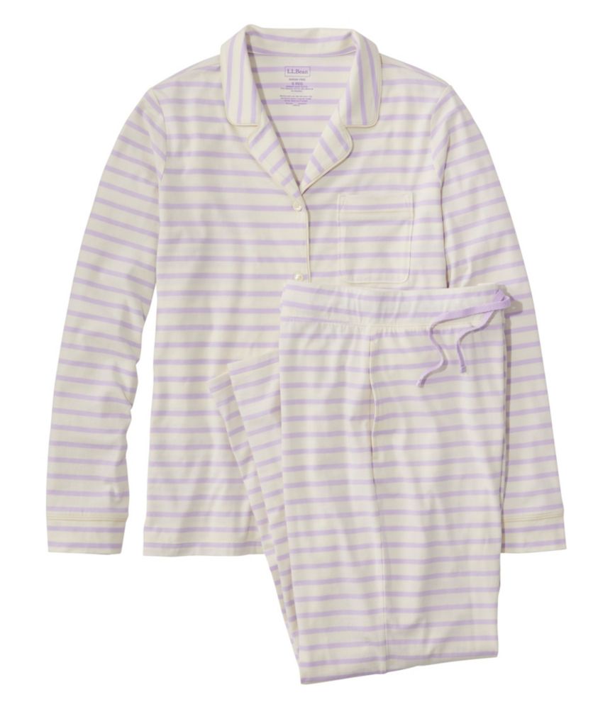 Women's SuperSoft ShrinkFree Button Front Pajama Set, Stripe Sleepwear at L.L.Bean