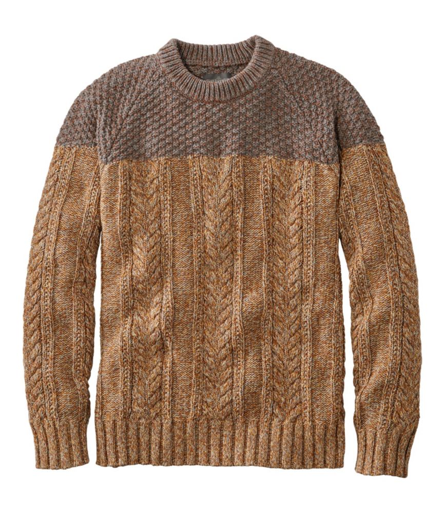 Men's Cotton Fisherman Crewneck Sweater, Colorblock Sweaters at L.L.Bean