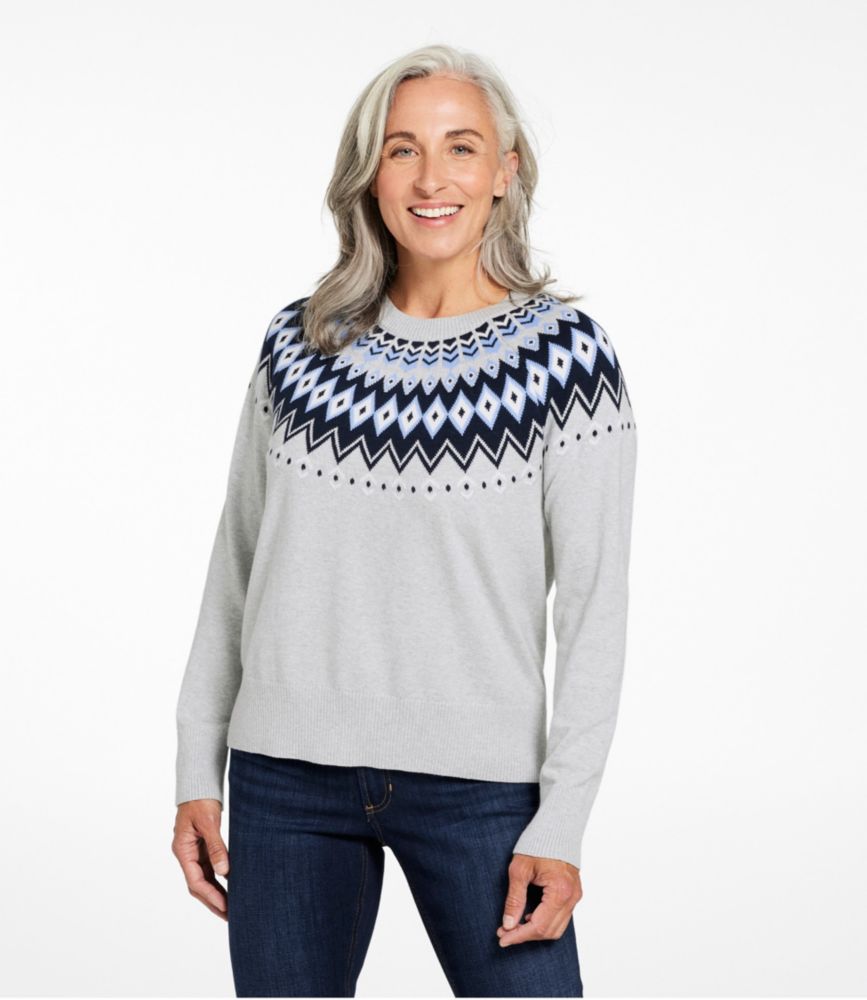 Women's Cotton/Cashmere Sweater, Crewneck Fair Isle Sweaters at L.L.Bean