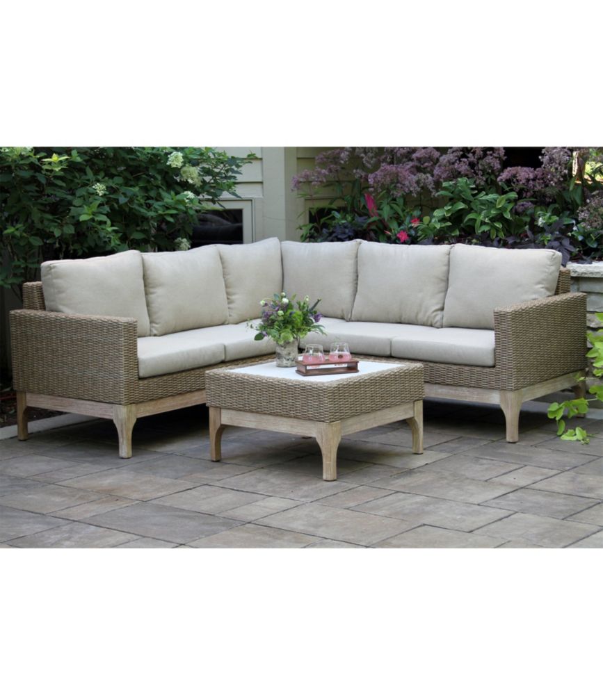 WeatherResistant Wicker 80" x 80" Sectional and Coffee Table Set
