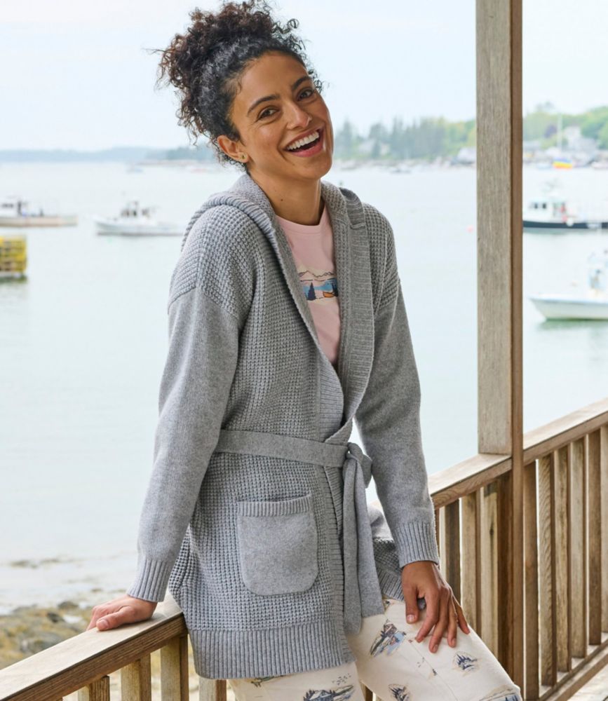 Women's AllDay Waffle Sweater, Hooded Wrap Cardigan Sweaters at L.L.Bean