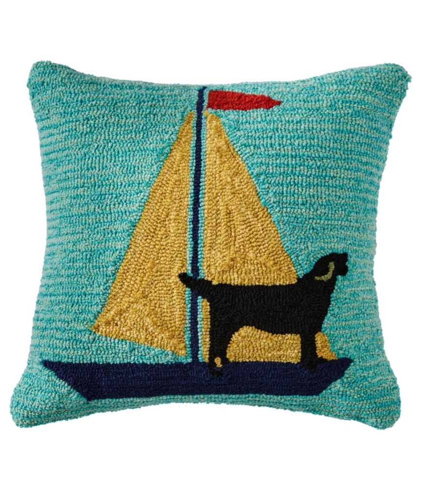 Indoor/Outdoor Hooked Pillow, Sail Boat Dog Throw Pillows at L.L.Bean