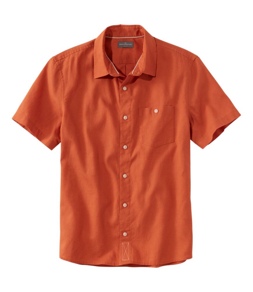 Men's Signature Summer Cotton Blend Shirt, ShortSleeve, Slim Fit