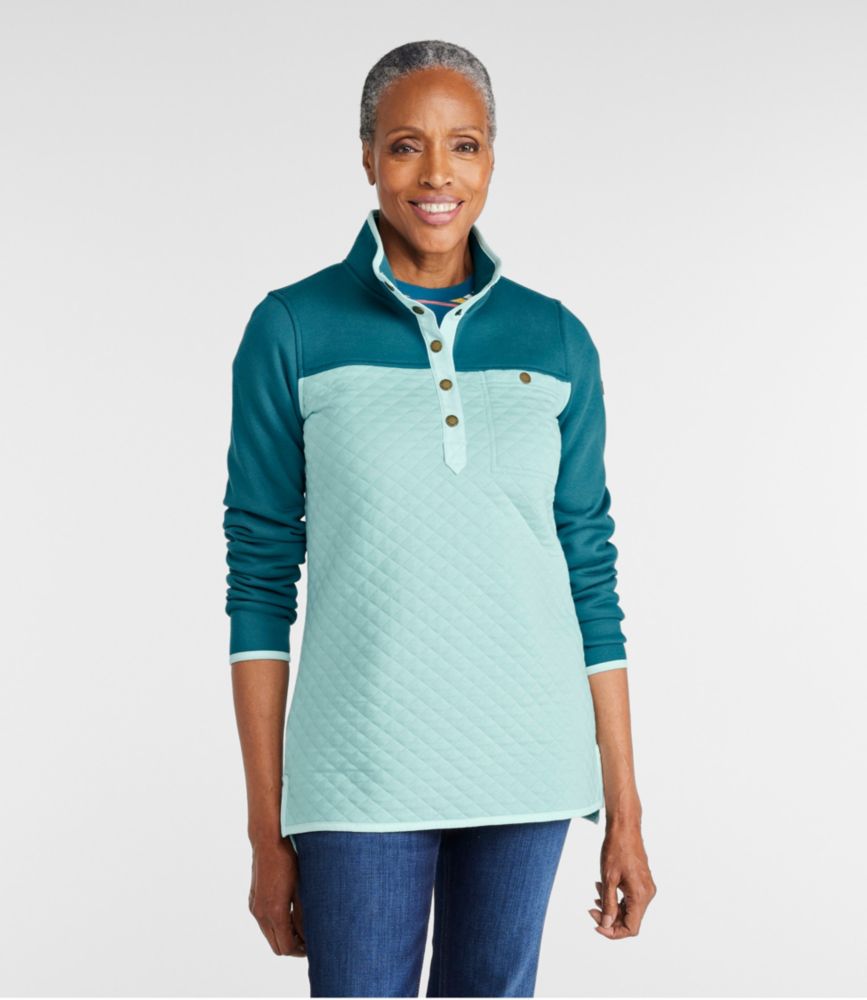 Women's Quilted Sweatshirt, Mockneck Tunic Colorblock Sweatshirts at