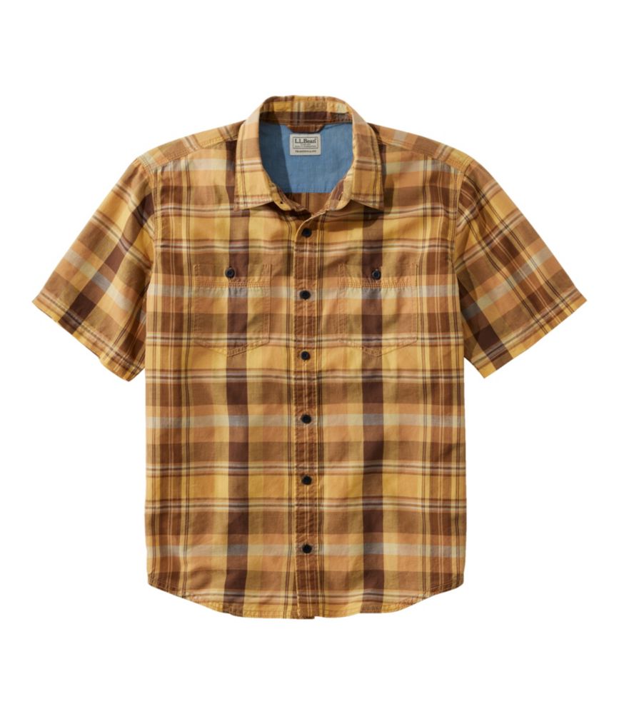 Men's Rugged Linen Blend Shirt, ShortSleeve, Plaid, Traditional Untucked Fit Shirts at L.L.Bean