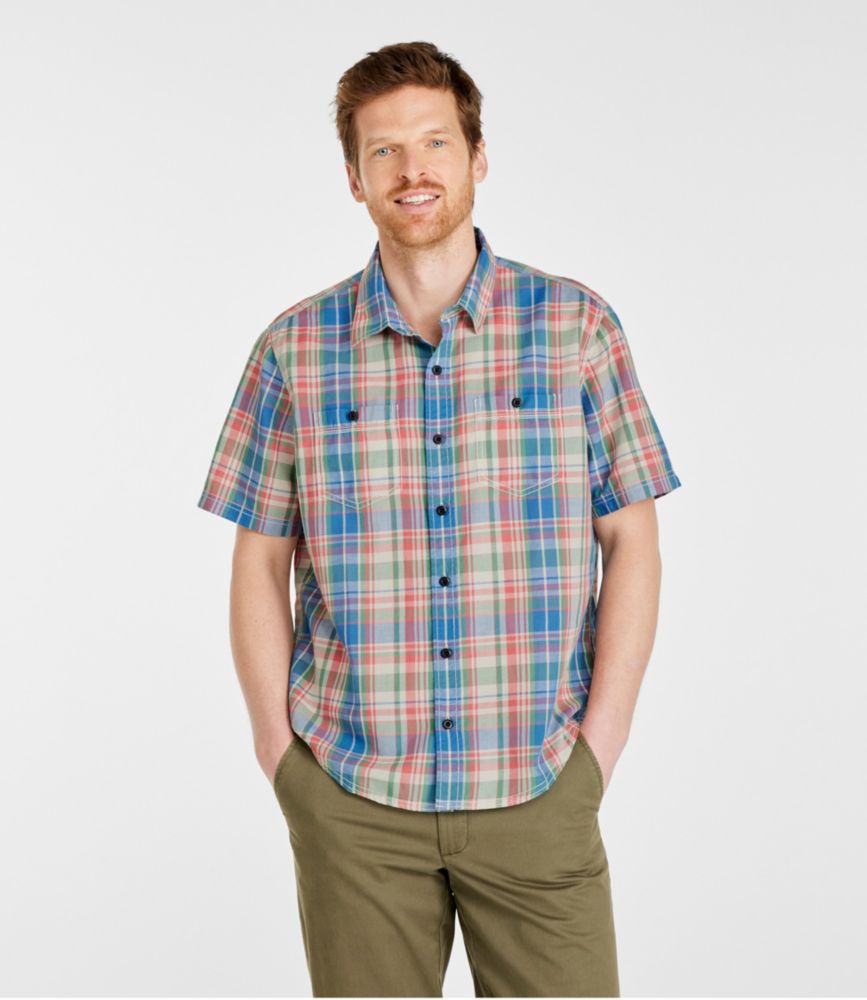 Men's Rugged Linen Blend Shirt, ShortSleeve, Plaid, Traditional Untucked Fit Shirts at L.L.Bean