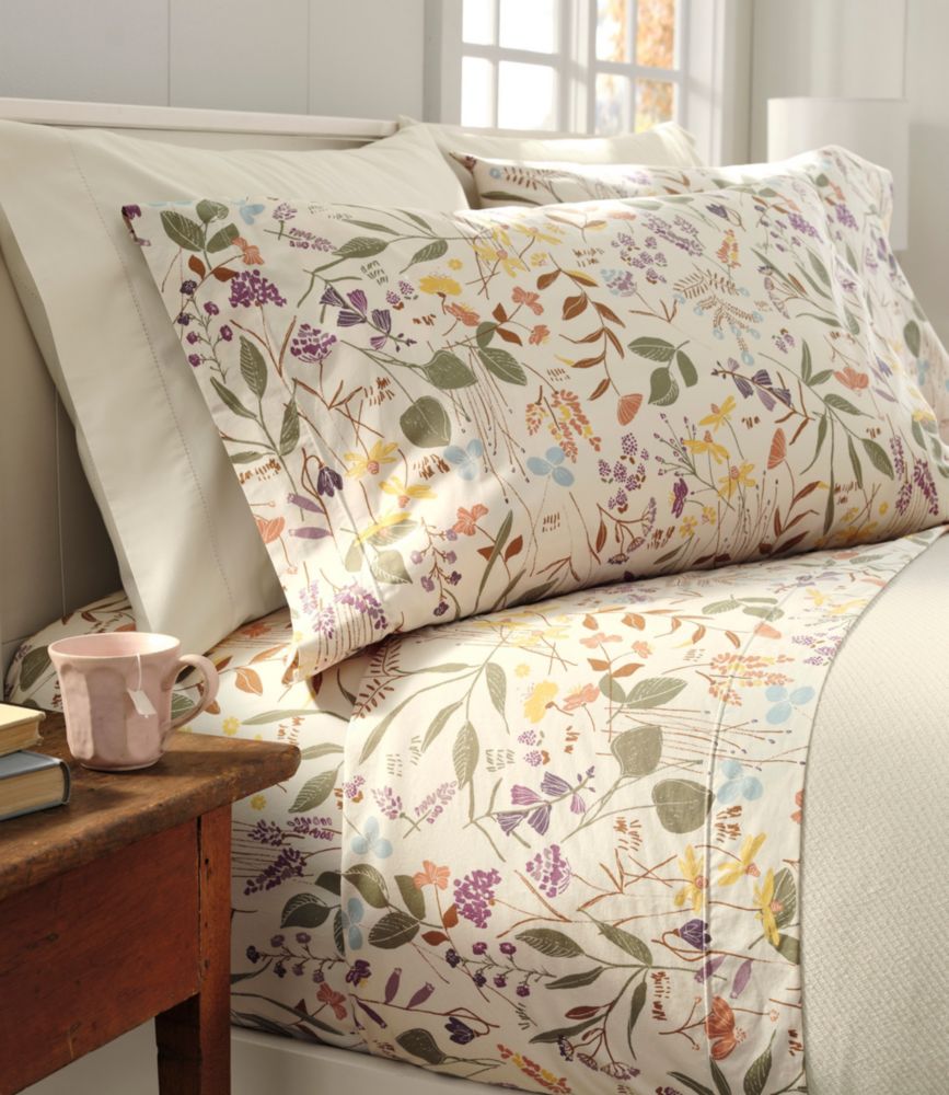 Birch Floral Percale Sheet Collection Sheets at L.L.Bean