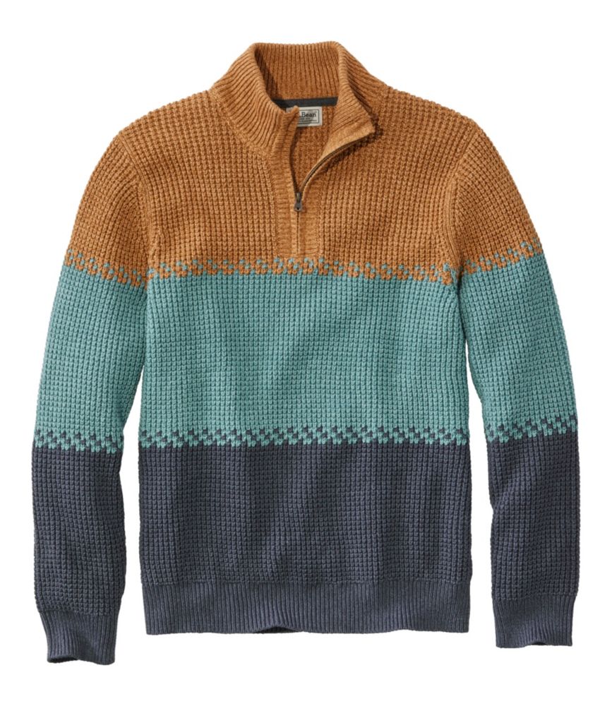 Men's Organic Cotton Sweater, Quarter Zip, Stripe Sweaters at L.L.Bean