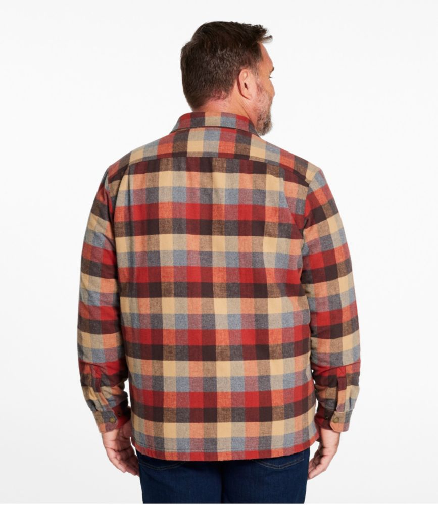 Men's PrimaLoft Lined Chamois Shirt Jac, Traditional Untucked Fit, Plaid Casual ButtonDown