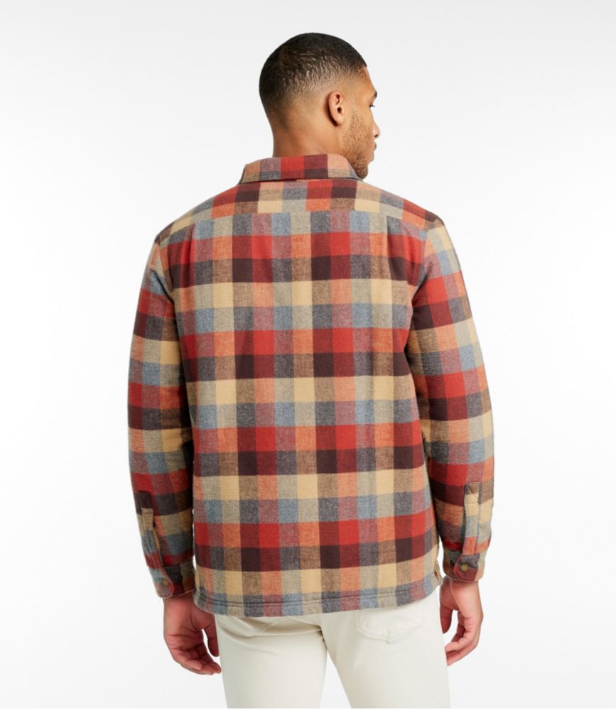 Men's PrimaLoft Lined Chamois Shirt Jac, Traditional Untucked Fit, Plaid Casual ButtonDown