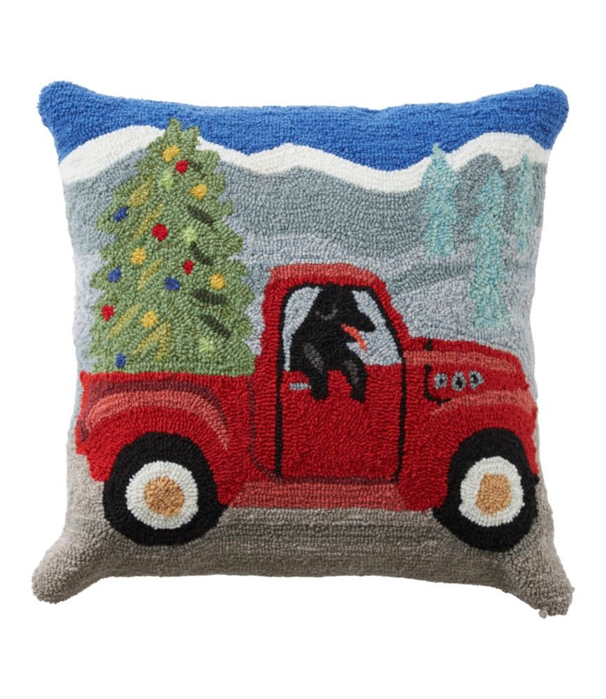 Indoor/Outdoor Hooked Pillow, Red Truck Throw Pillows at L.L.Bean