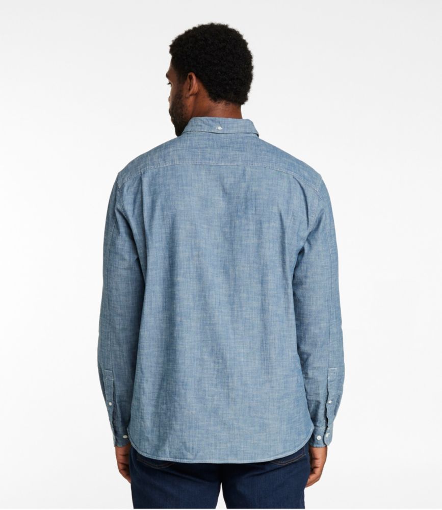 Men's Comfort Stretch Chambray Shirt, LongSleeve, Slightly Fitted