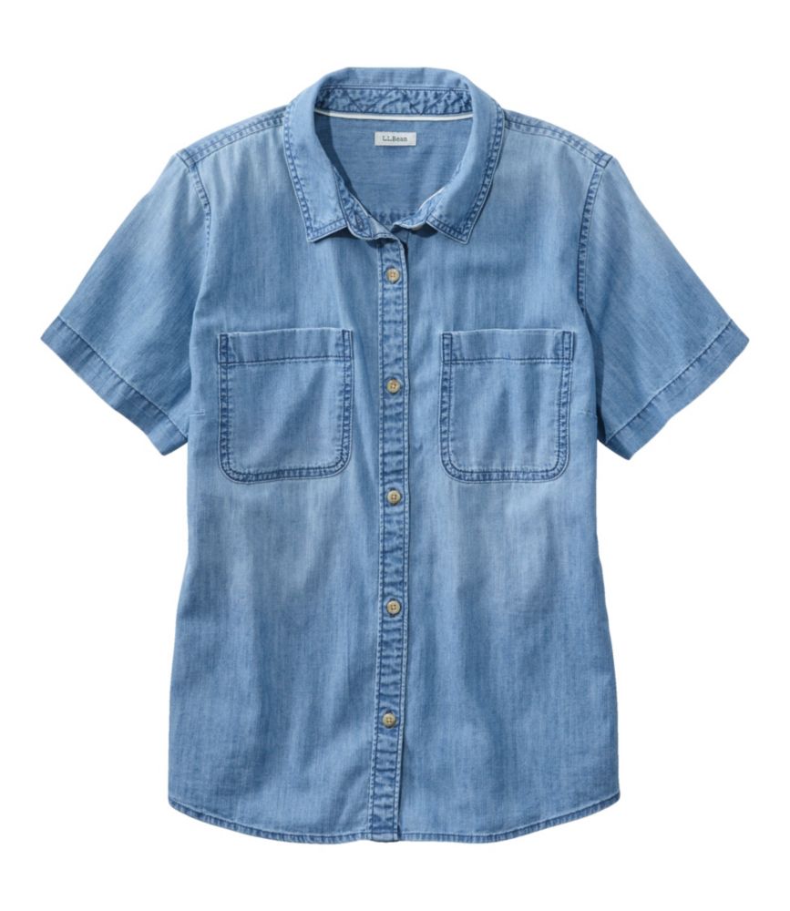 Women's L.L. Bean Heritage Washed Lightweight Denim Shirt, ShortSleeve