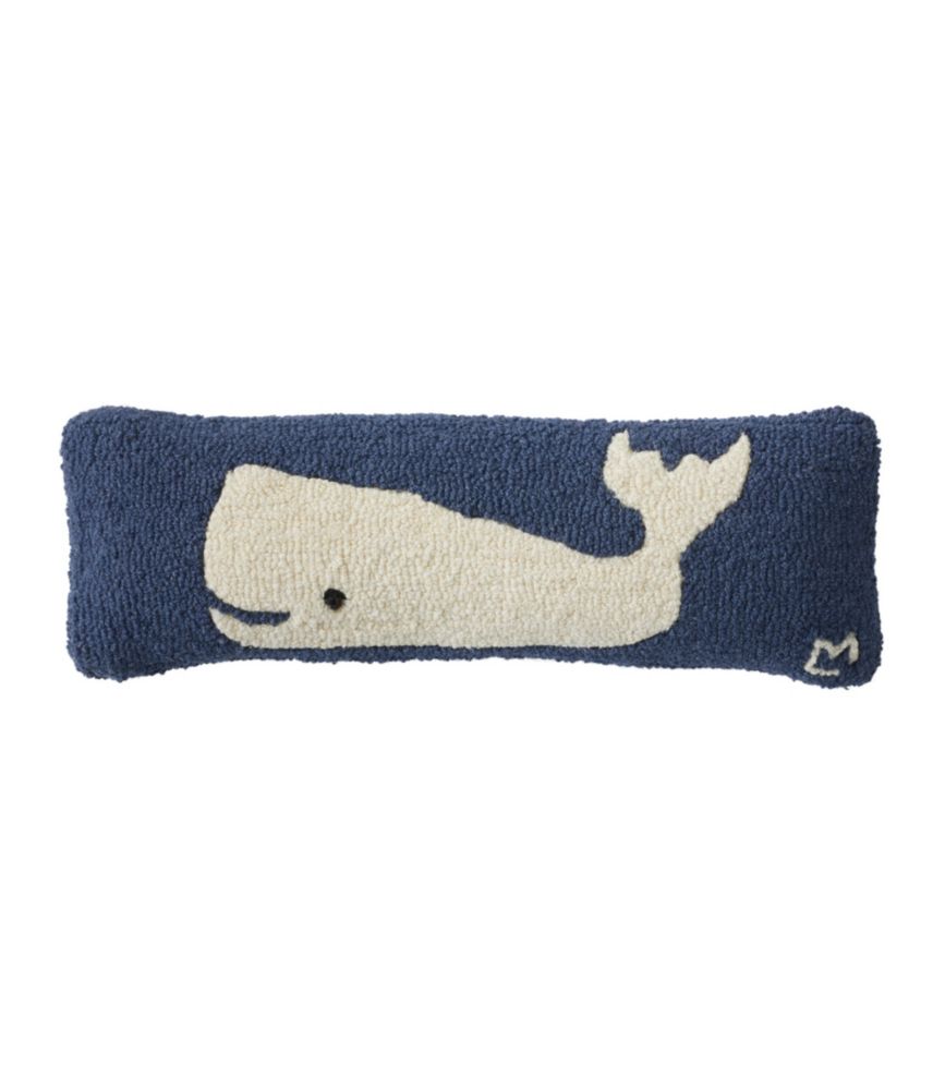 Wool Hooked Throw Pillow, Whale, 8" x 24" Throw Pillows at L.L.Bean