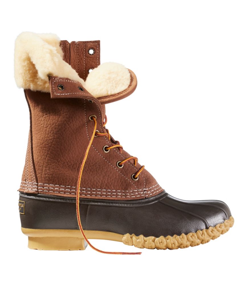 Women's Bean Boots, 10" ShearlingLined Insulated Side Zip Bean Boots