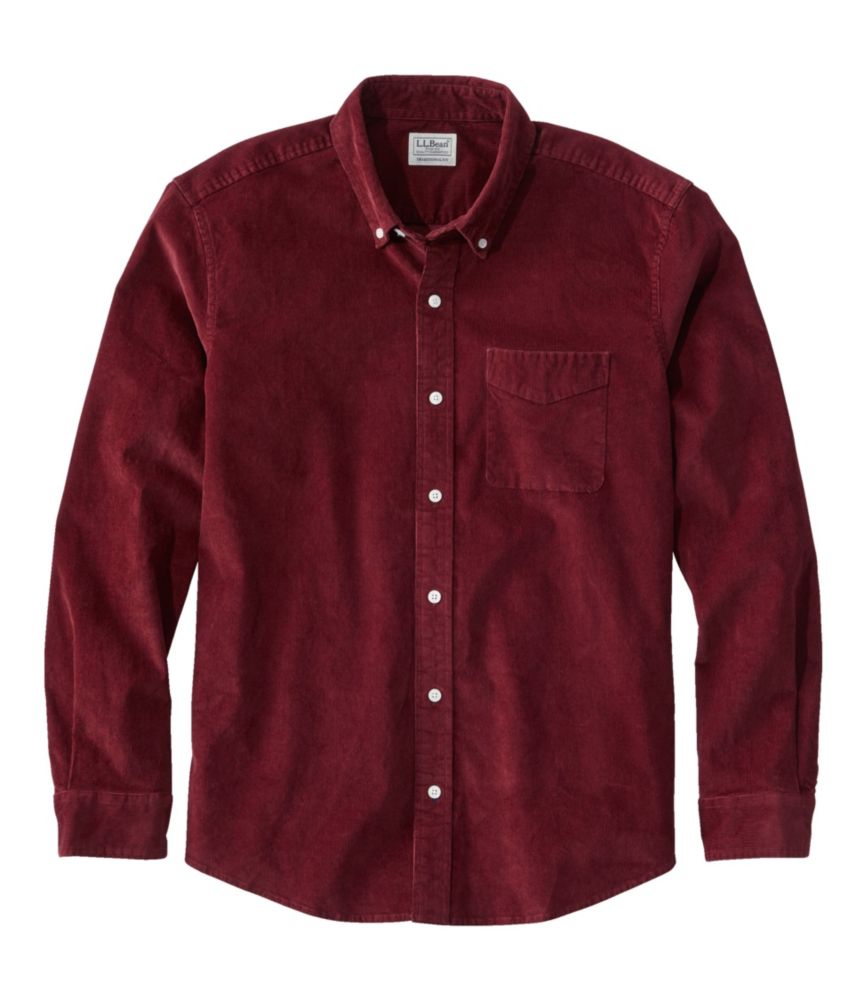 Men's Comfort Stretch Corduroy Shirt, LongSleeve, Traditional Untucked