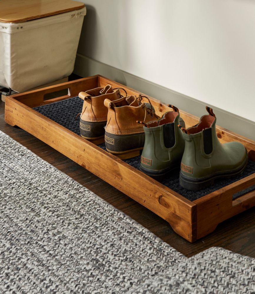 Rustic Wooden Boot Tray Storage at L.L.Bean