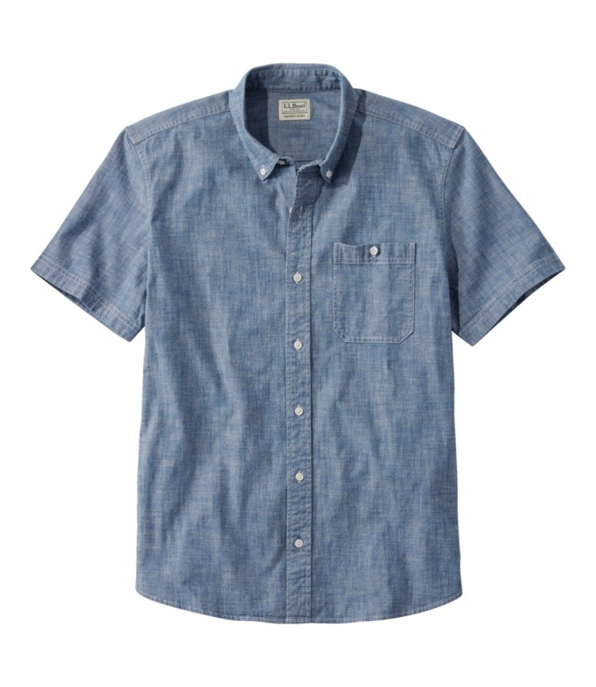 Men's Comfort Stretch Chambray Shirt, Slightly Fitted Untucked Fit