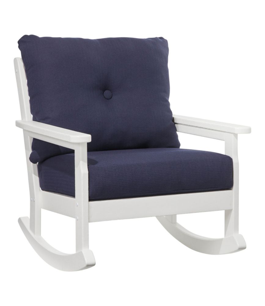 AllWeather Patio Rocker with Textured Cushion, White Patio Chairs at