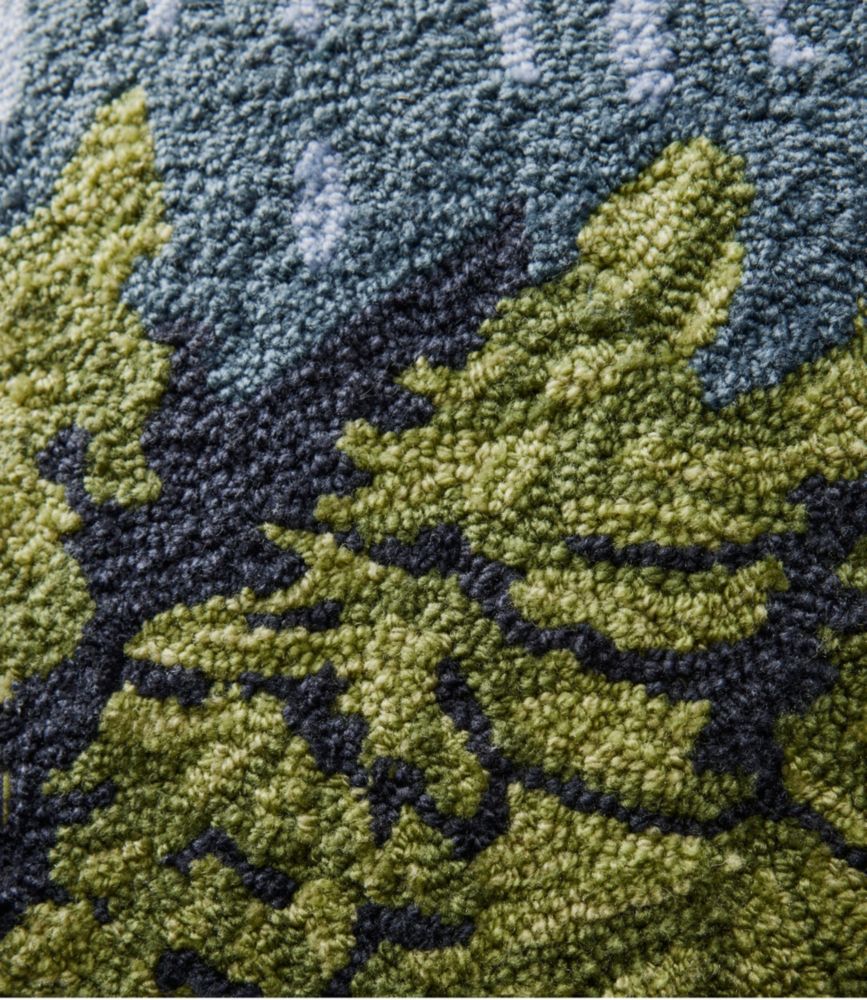 Indoor/Outdoor Hooked Pillow, Lakeside Mountain Scene Throw Pillows