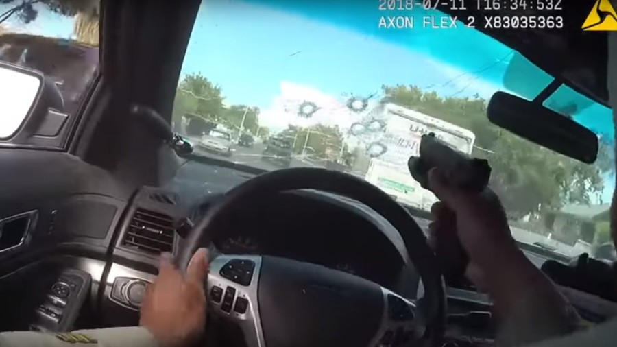 Cop shoots through windshield in highspeed chase, ends with car