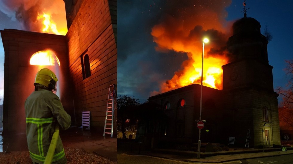HUGE fire rips through historic 230yearold church in NW England
