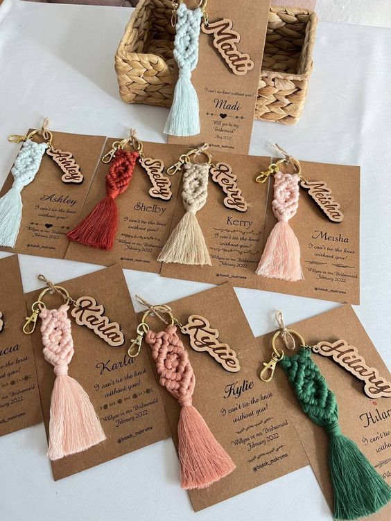 Buy Personalized Macrame Keychains For Wedding Guests