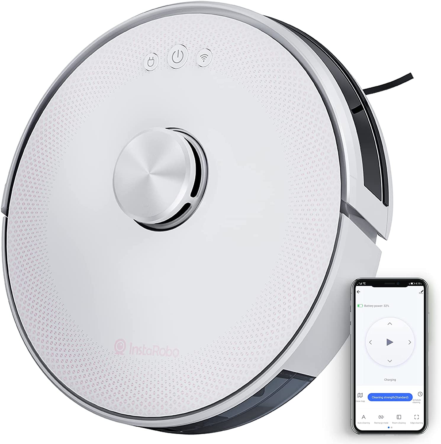 InstaRobo R1 Laser Navigation Robot Vacuum Cleaner (White) Cracked