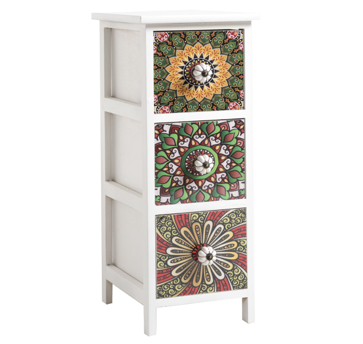 Mueble Auxiliar Estrecho Sankel de Madera 3 Cajones 30 x 26 x 63 cm