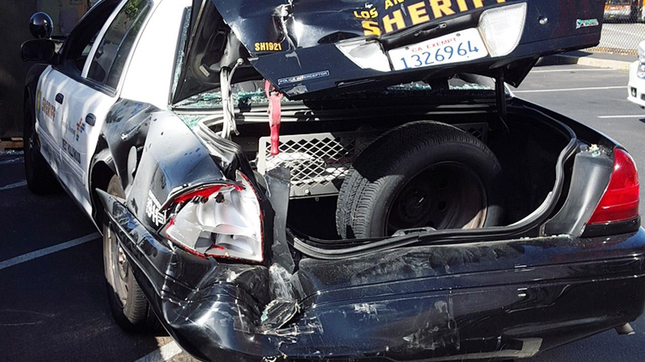 Deputy injured after SUV crashes into patrol car in West Hollywood