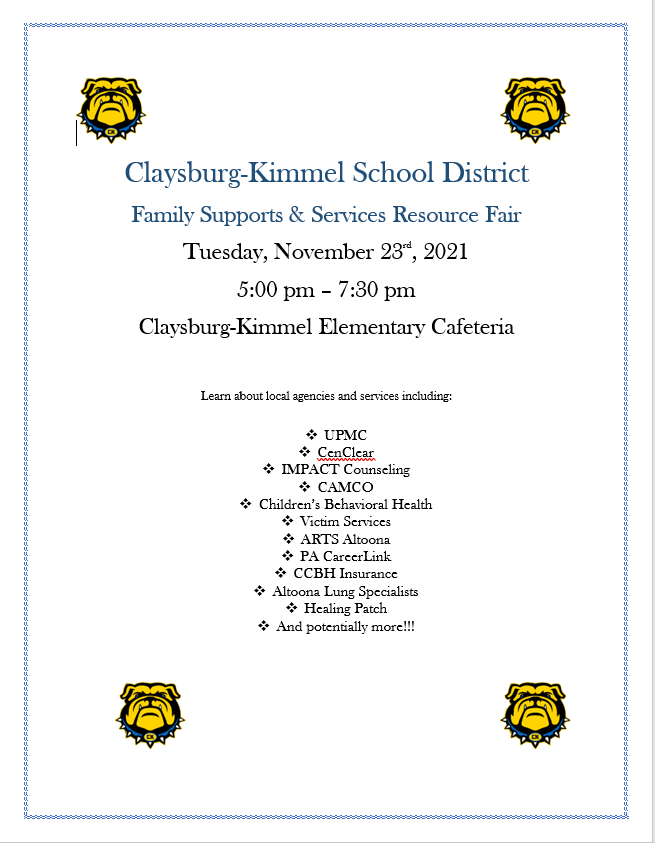 Parent Training Opportunities 20212022 ClaysburgKimmel School District