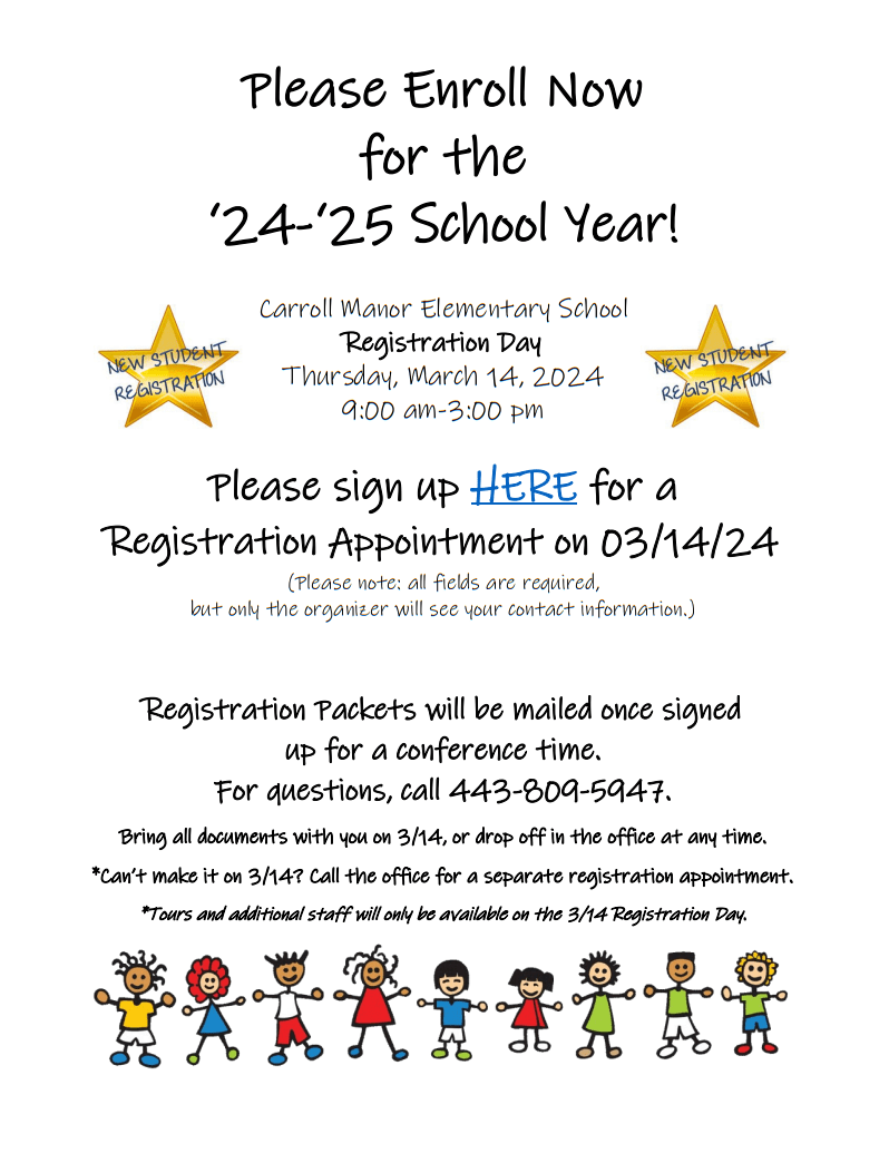 Registration Day 20242025 Carroll Manor Elementary