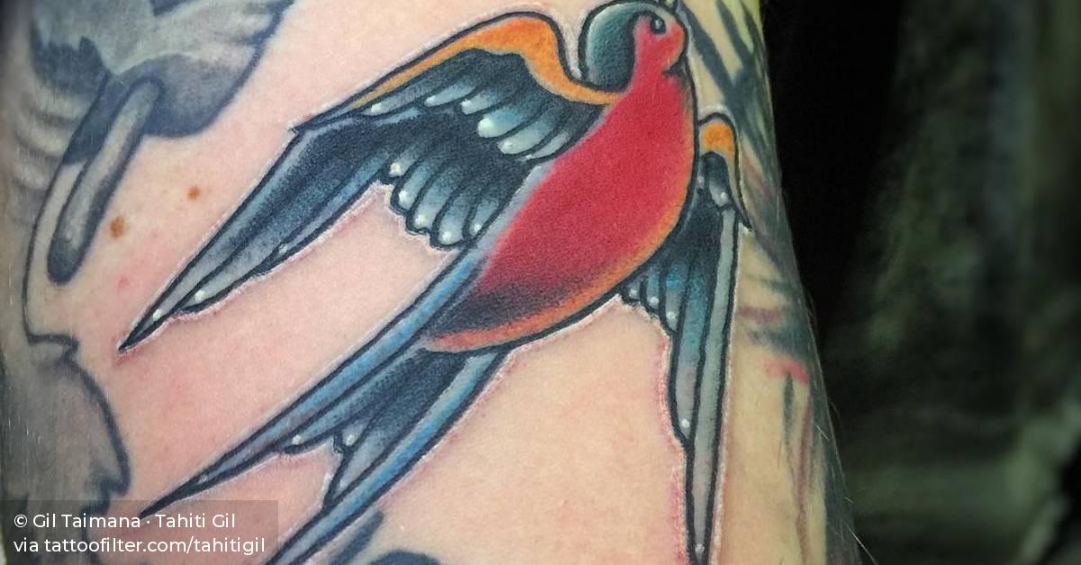 Traditional swallow tattoo.