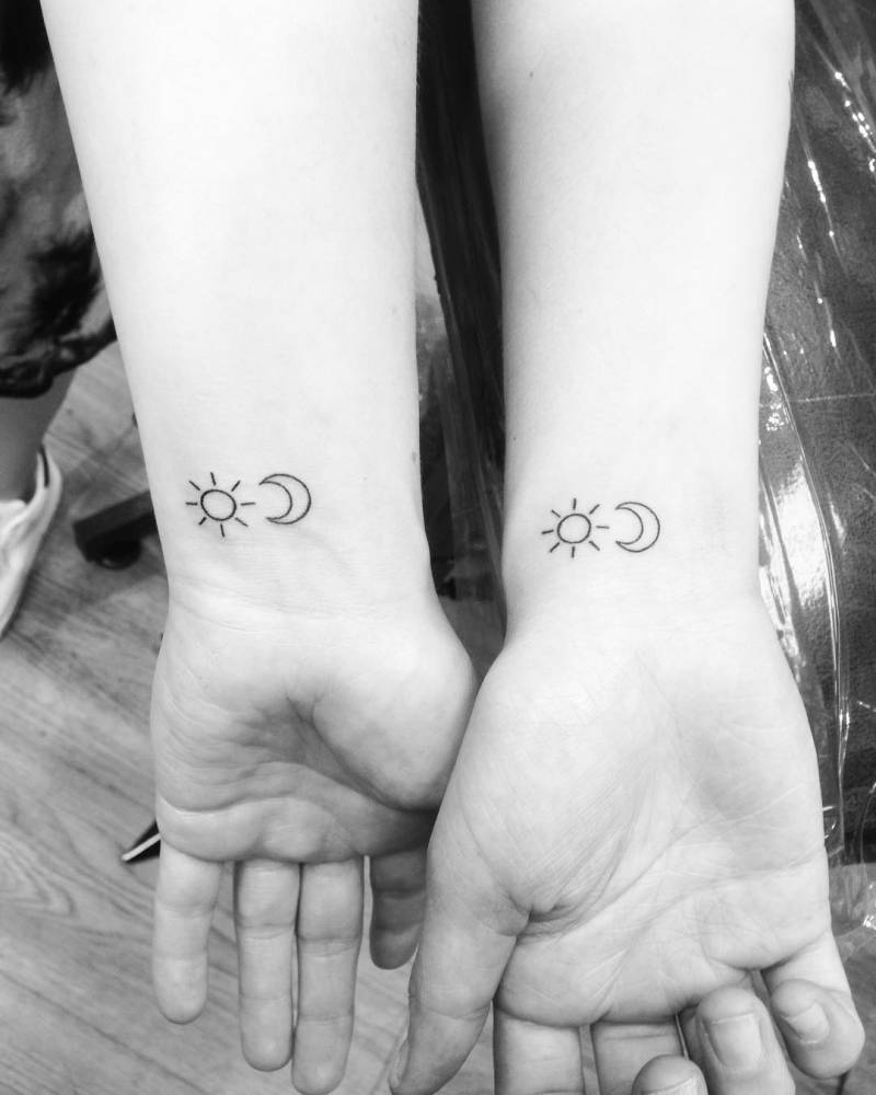 Matching Sun And Moon Tattoos On The Wrist. 1000_x_800_jpg