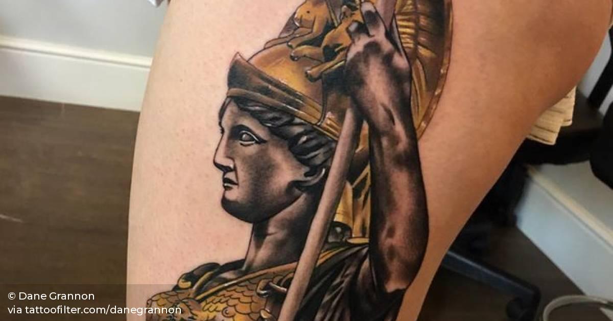 Athena Statue Tattoo On The Left Thigh. 628_x_1200_jpg