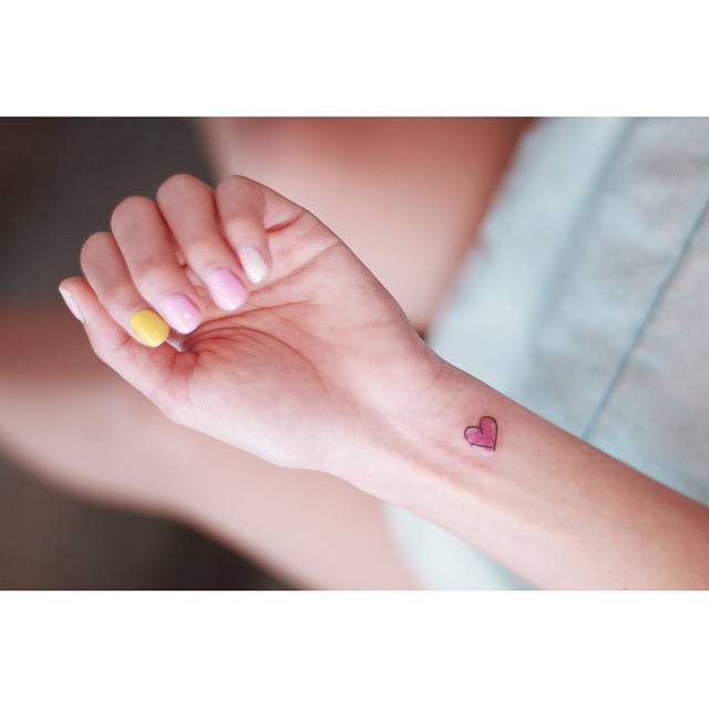 Watercolor Style Heart Tattoo On The Wrist. 640_x_640_jpg