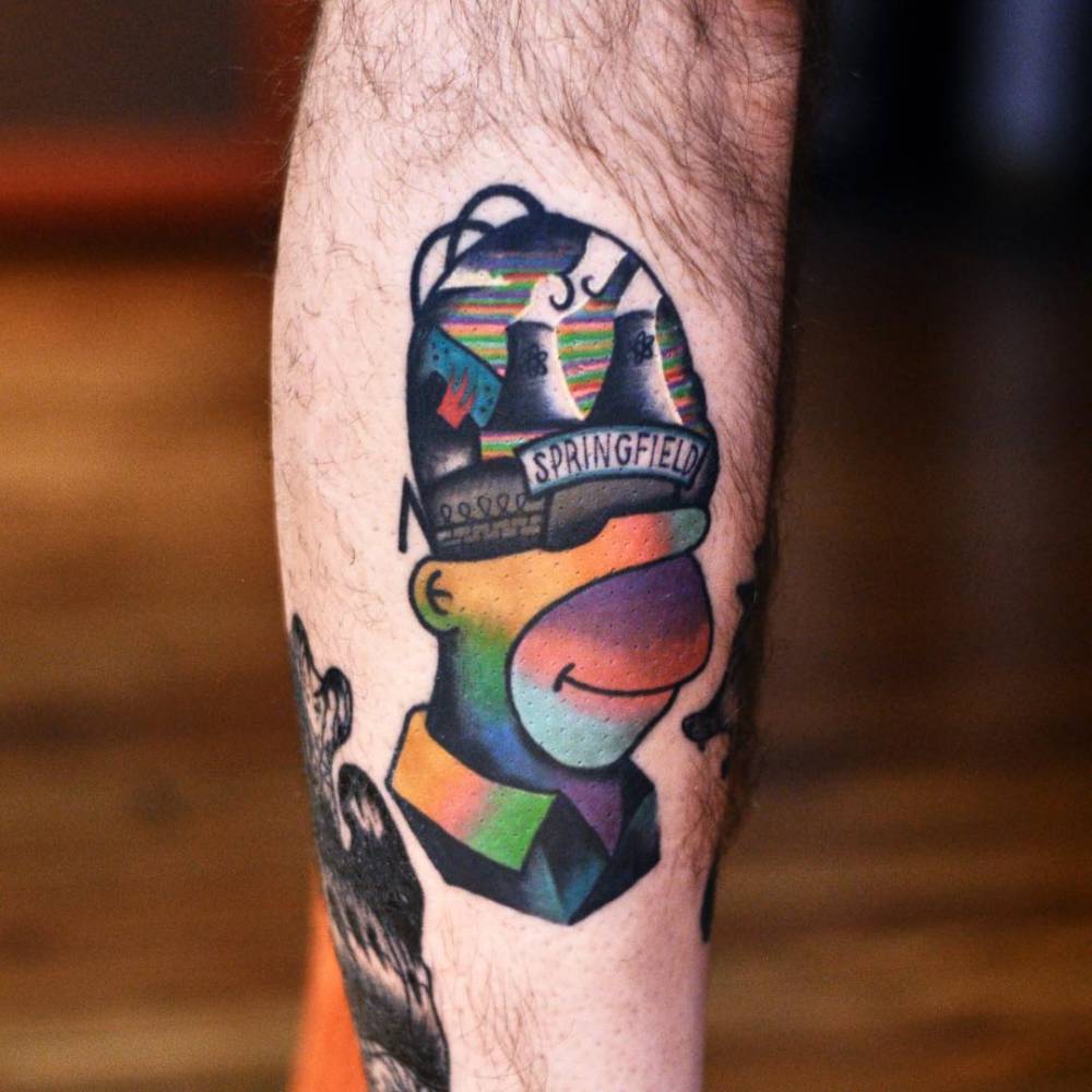 Healed Homer Simpson Tattoo On The Leg. 1000_x_1000_jpg